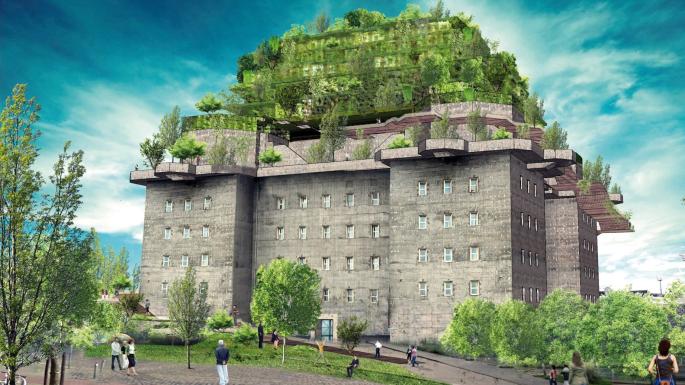 Flak Tower IV, czyli drugowojenna niemiecka forteca zmieniona w luksusowy hotel z ogrodem