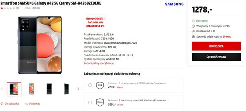Samsung Galaxy A42 5G do kupienia ”po tanioci” w MediaMarkt