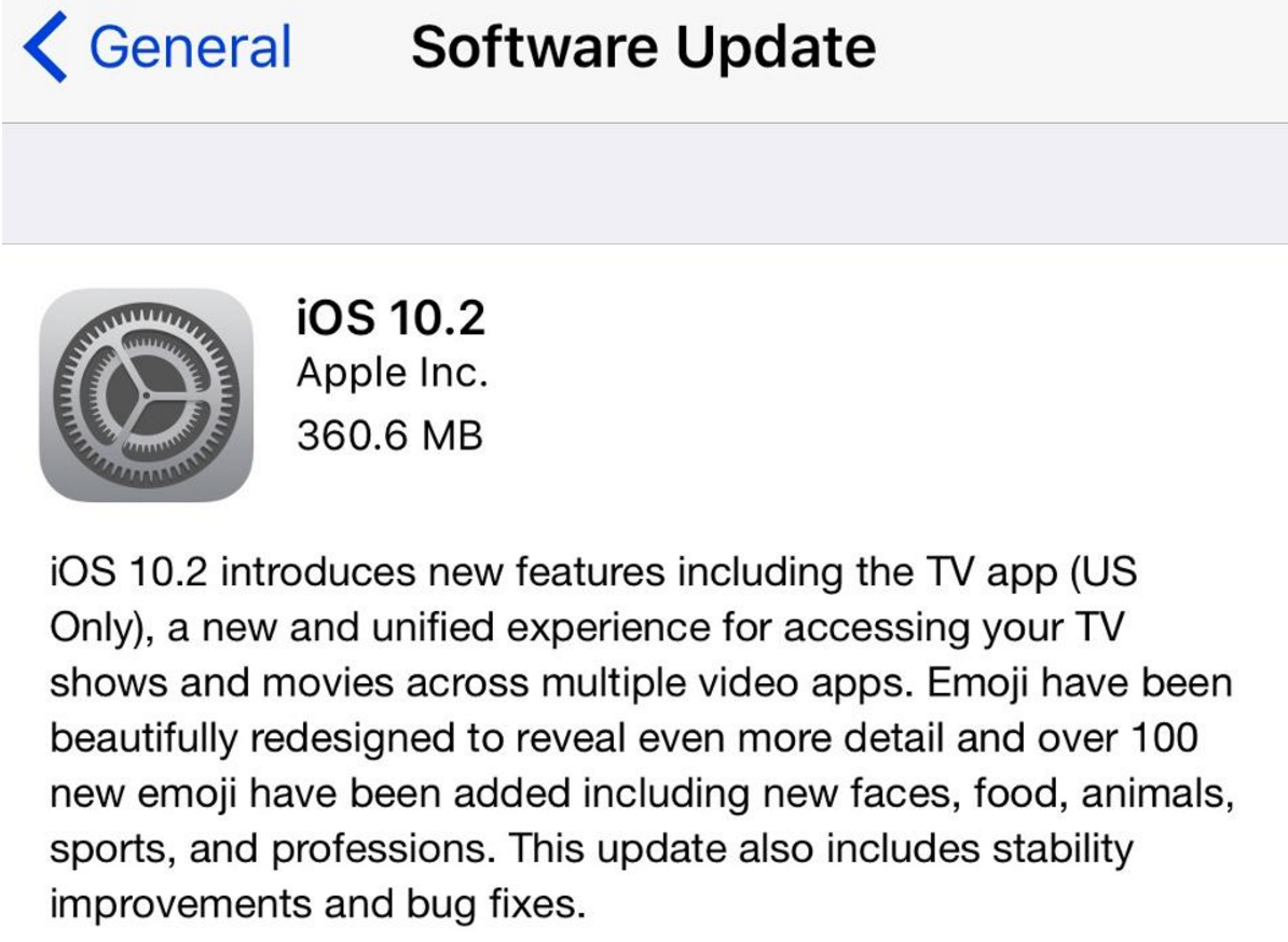 iOS 10.2 nie jest ju dostpny