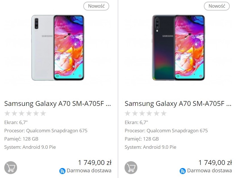 Samsung Galaxy A70 w Polsce. Znamy cen