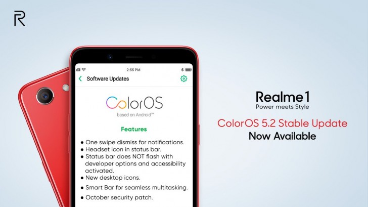 Realme 1 z aktualizacj ColorOS 5.2 wiele nowych funkcji.