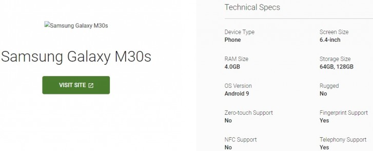 Ujawniono cz specyfikacji Samsung Galaxy M30s 