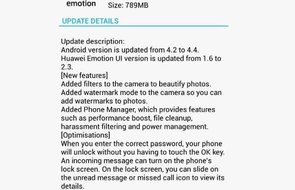 Aktualizacja dla Androida w Huawei Ascend P6