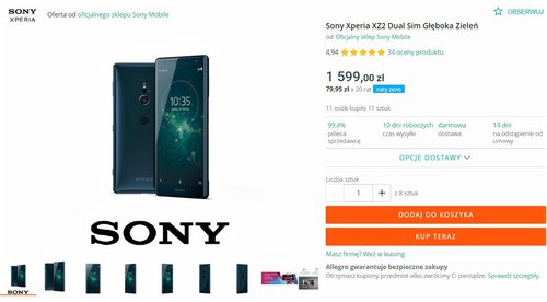 Sony Xperia XZ2 w promocji