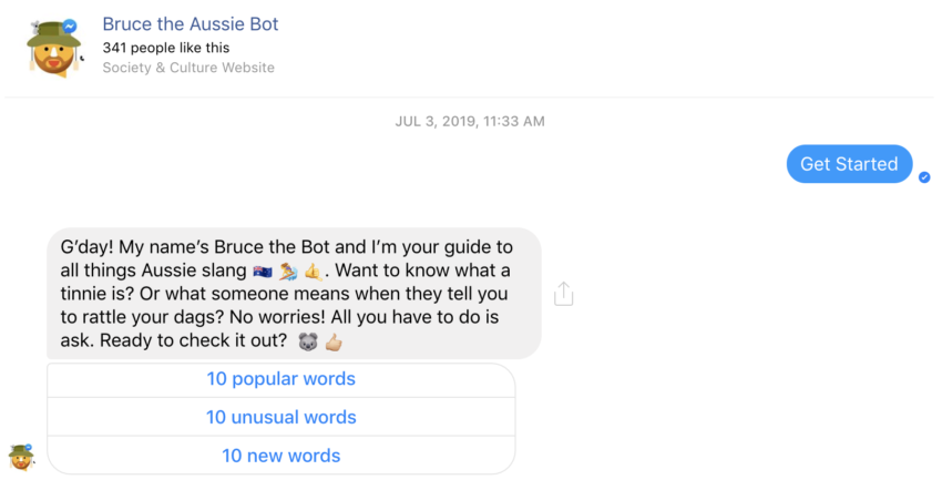 Bruce the Aussie Slang Bot, czyli facebookowy asystent dla chccych przetumaczy australijski na angielski