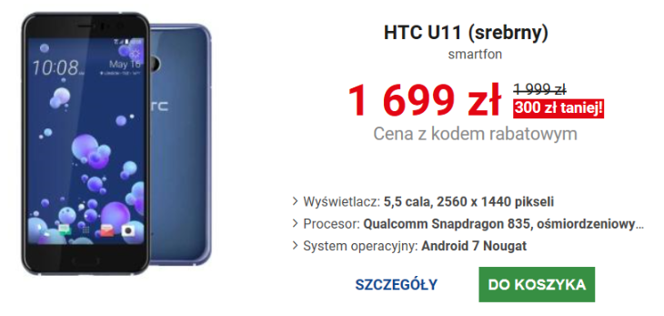 HTC U11 do kupienia za 1699 zotych