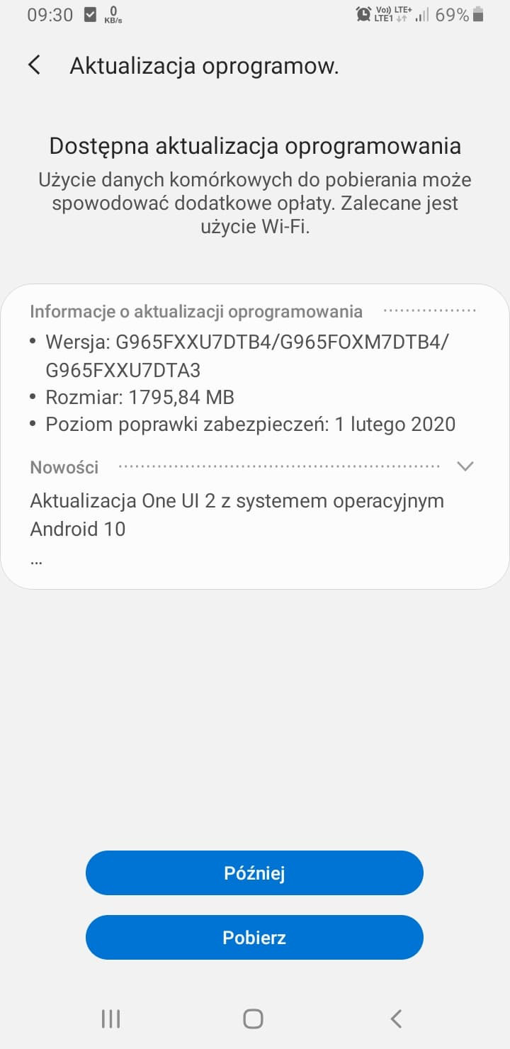 Polskie wydanie Samsung Galaxy S9 Plus dostao aktualizacj OS-u