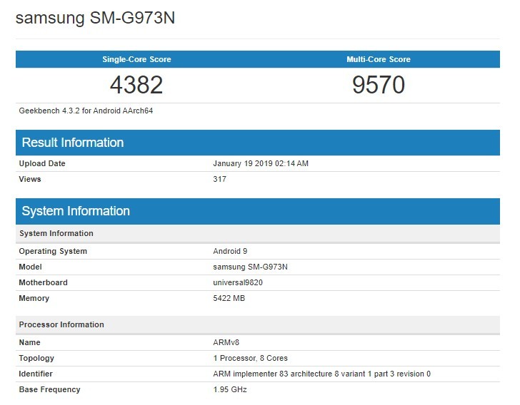 Samsung Galaxy S10 po benchmarku Samsung Galaxy S10 po benchmarku