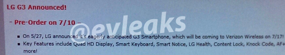 LG G3 ju 17 Lipca w ofercie Verizon