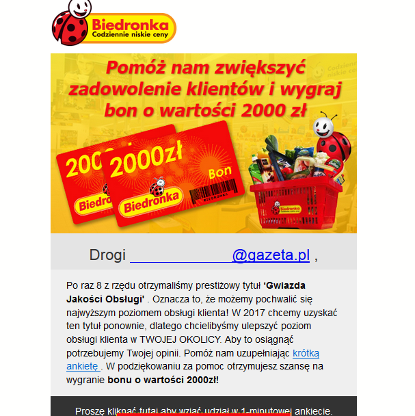 Podejrzany SMS od Biedronki