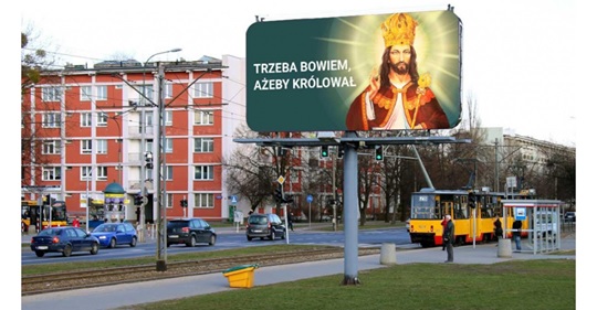 W polskich miastach stany bilboardy z wezwaniem do ratunku kraju przez Chrystusa (?)