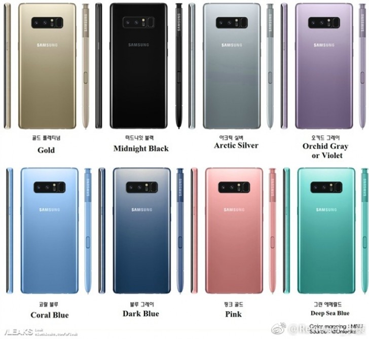 Samsung Galaxy Note 8 moe by dostpny w wielu kolorach